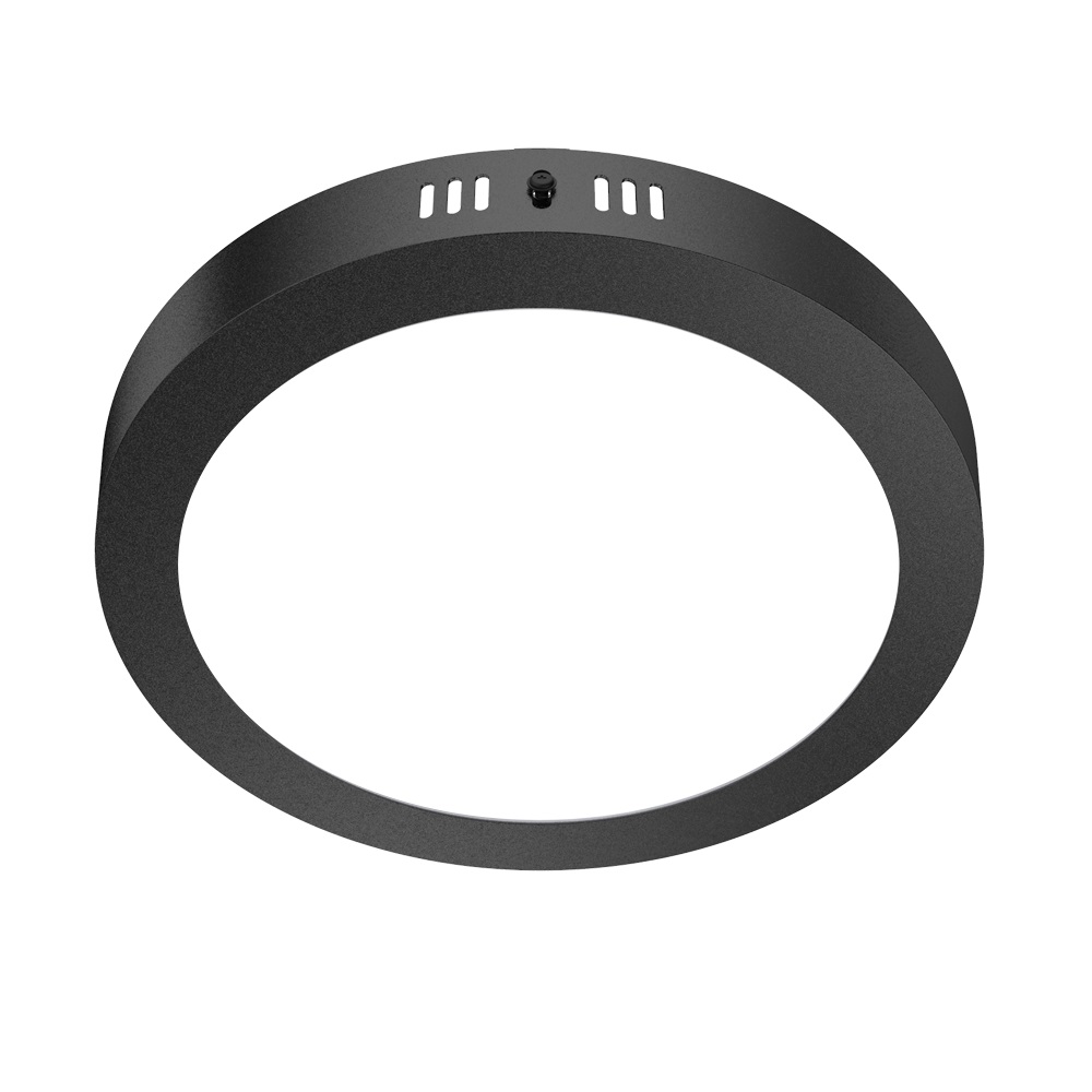Plafon sobrep.18w circular negro calido